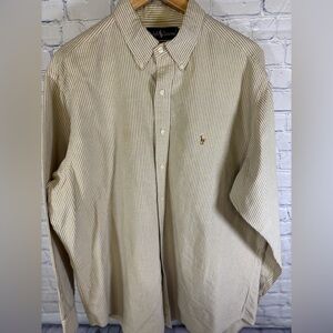 VINTAGE Ralph Lauren Yarmouth Striped Preppy Button Down Long Sleeve Shirt 16.5